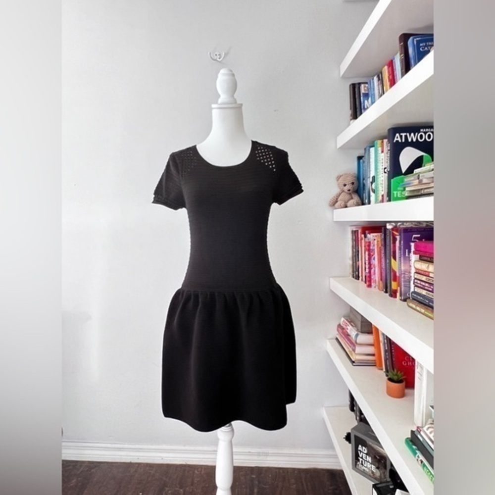 Cynthia Steffe Black Perforated Knit dress Size medium